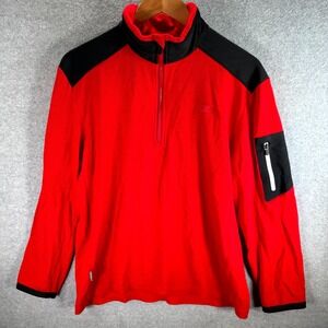 Icebreaker Sweater Men's Medium Red Merino Wool 1/4 Zip Mock‎ Neck Long Sleeve